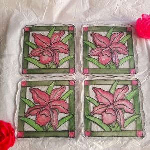 Stained glass flower resin coasters